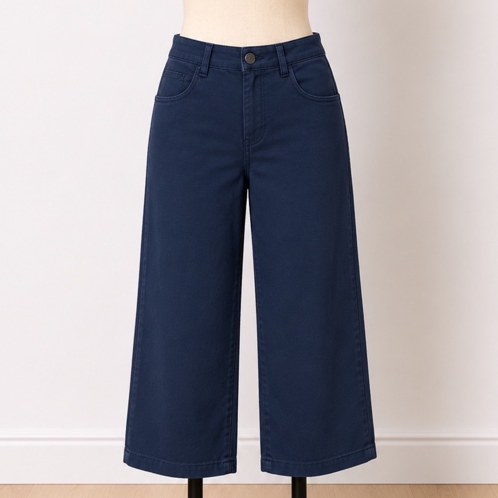 Pact Navy Wide-Leg Cropped Pants